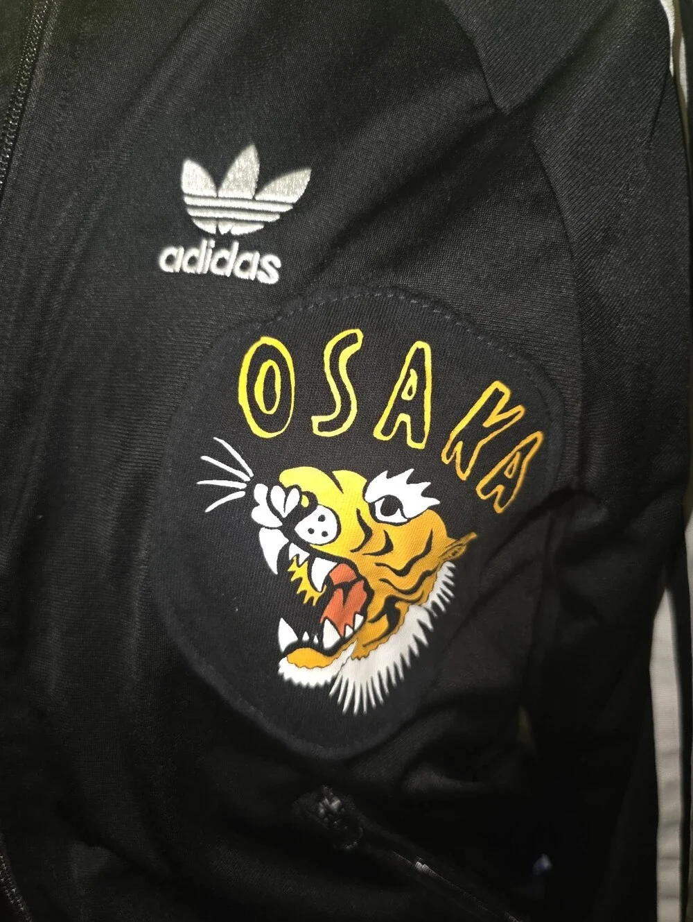 adidas Black Track Jacket with Yellow Osaka Tiger Patch